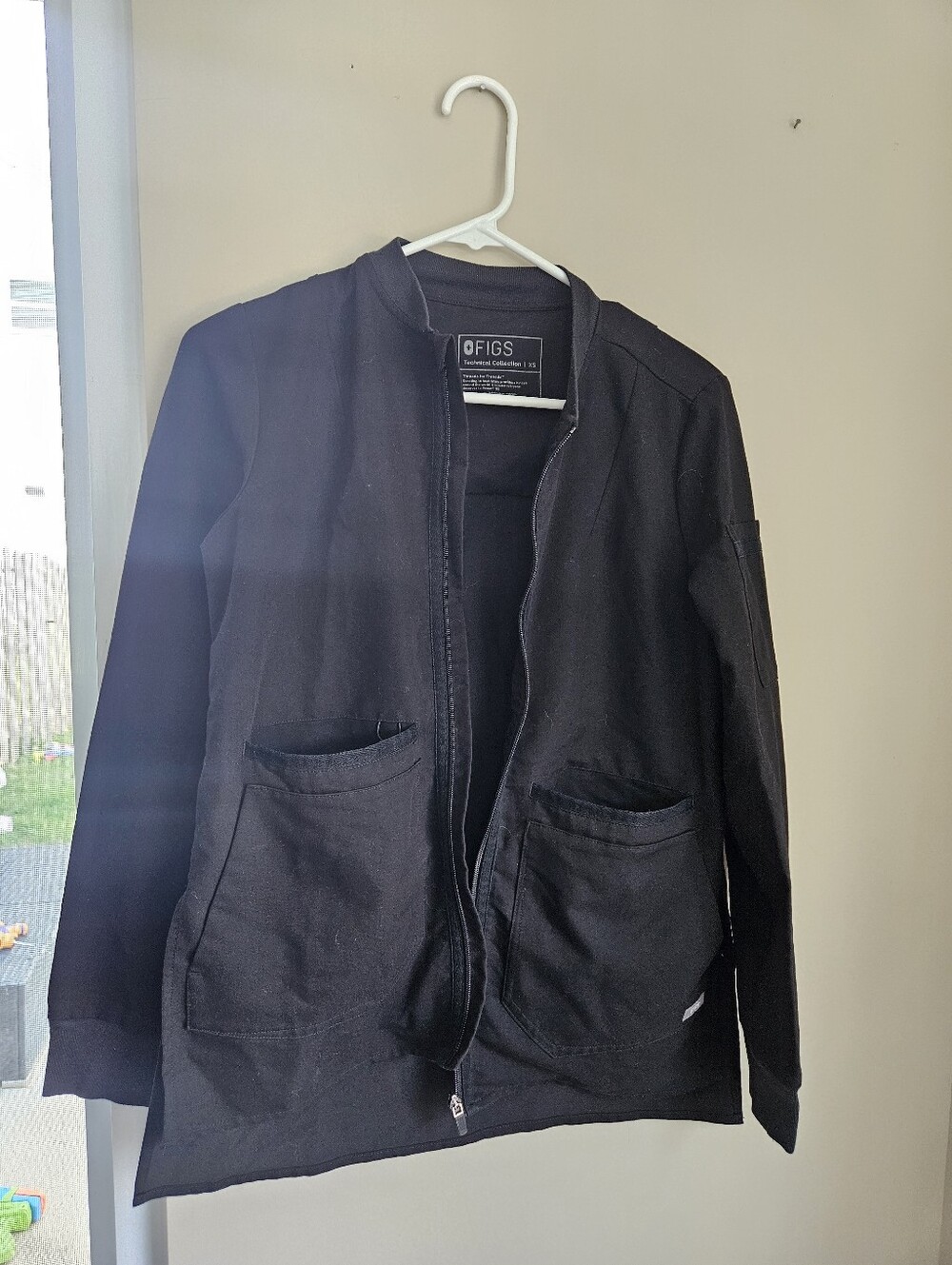 Figs Men's Black Lightweight Zip Shirt Jacket Extra Small Nurse Scrub